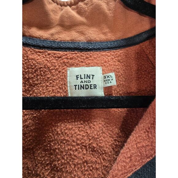 Flint and Tinder 1/4 Zip Sweatshirt Pullover Fleece Mens 3XL Orange Brown USA - Picture 3 of 5